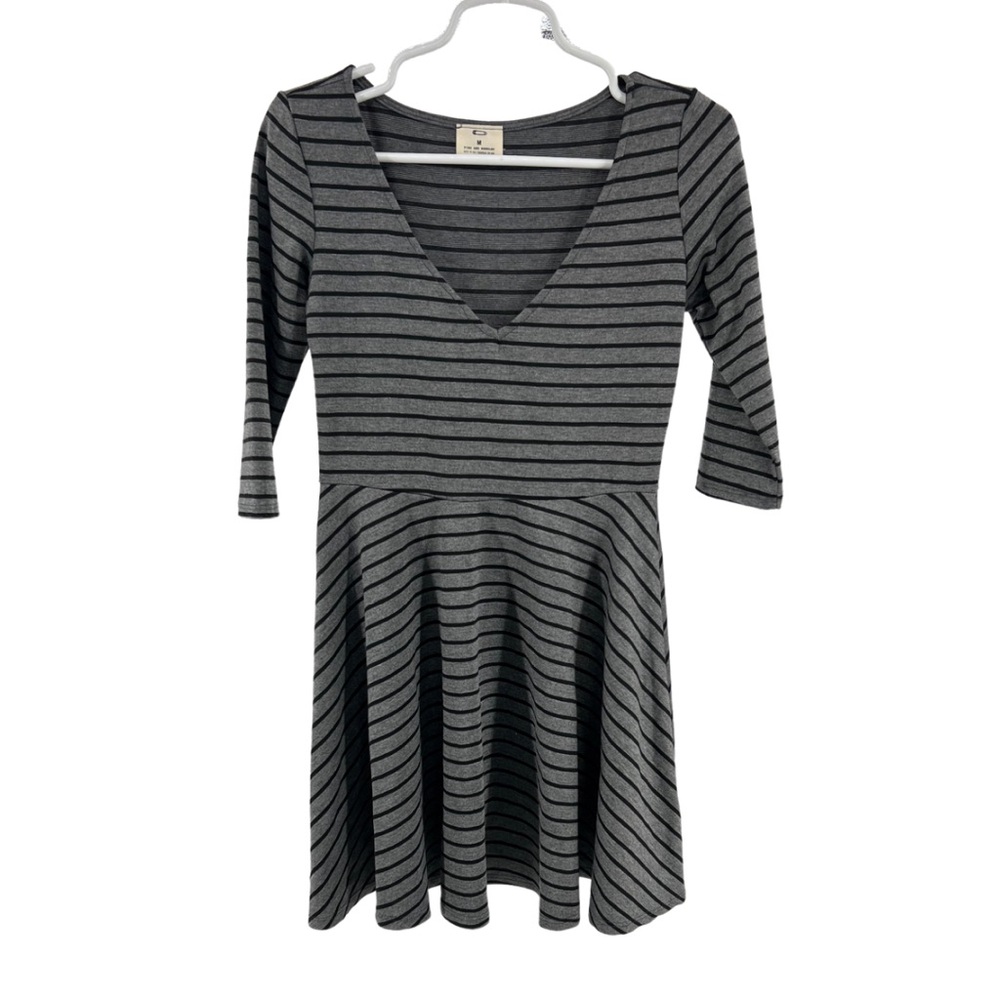 Pins and needles 3/4 sleeve fit and flare skater mini dress M academia striped